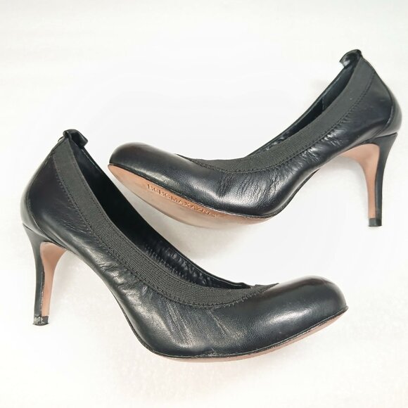 BCBGMAXAZRIA Black Leather Classic Pumps Heels Size 8 Cleaned & Conditioned Good - Picture 7 of 16